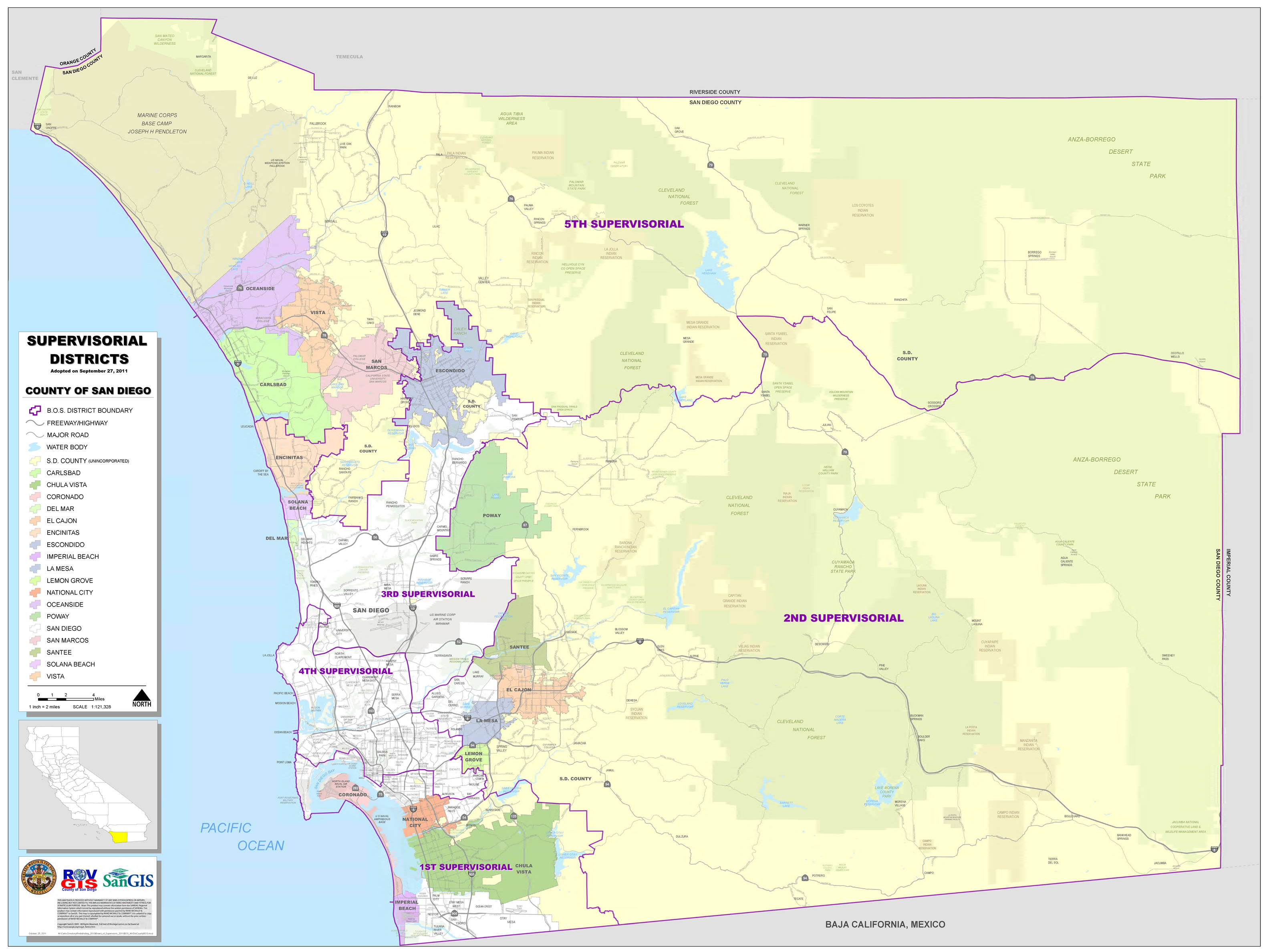 San Diego County District Map Map Of West